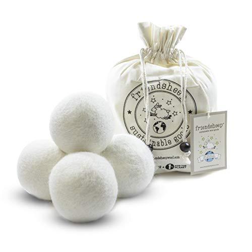 Wool Dryer Balls by Friendsheep 4 Pack XL Organic Premium Reusable Cruelty Free Handmade Fair Trade No Lint Fabric Softener White - SHOP NO2CO2