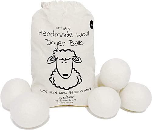 Wool Dryer Balls Organic XL 6-Pack by Ecoigy, Reusable Natural Fabric Softener for Laundry, Dryer Sheets Alternative, New Zealand Wool, Speed Up Dry Time, Cut Energy Costs - SHOP NO2CO2