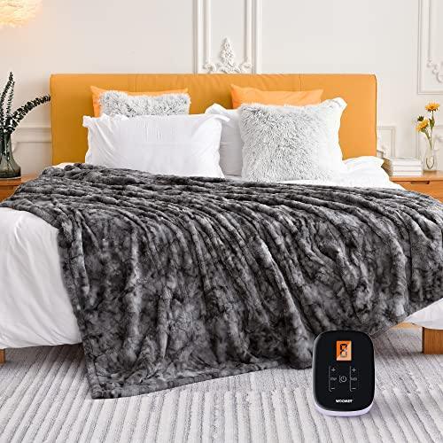 WOOMER [5 Year Warranty] Heated Blanket Full Size Electric Blanket 77"x 84", Soft Faux Fur Fast Heating Blanket, 10 Heating Levels & 0.5-12H Auto Off, Over-Heat Protection, ETL Certification - SHOP NO2CO2