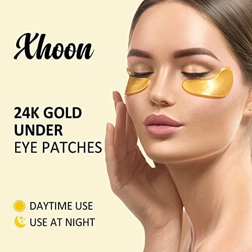 Xhoon 24K Gold Under Eye Patches - 20 Pairs Amino Acid & Collagen, Under Eye Mask for Face Care, Dark Circles and Puffiness, Beauty & Personal Care - SHOP NO2CO2