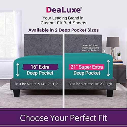 XL Twin Sheets Deep Pockets Fitted – Twin XL Fitted Sheets Only – 21” Fitted Sheets Perfectly Fit 17”–23” Deep Mattress & Toppers – Lovely Joyful Feel – 1 Bottom Sheet Extra Long Twin Size – Teal - SHOP NO2CO2