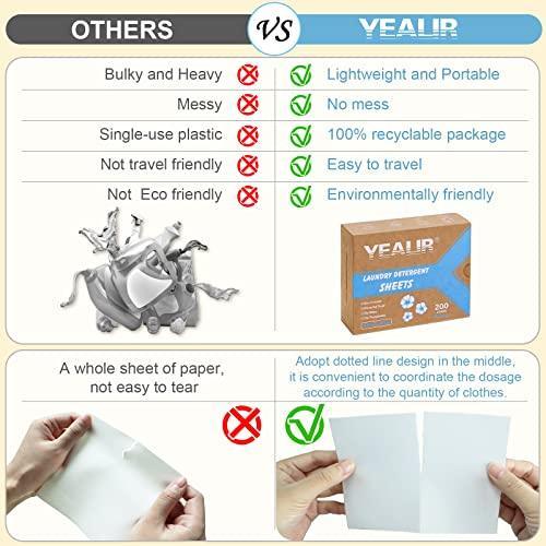 YEALIR Laundry Detergent Sheets - 200 Loads Eco-Friendly Laundry Sheets - Fresh Linen - Biodegradable Plastic Free Liquidless Laundry Strips,Cruelty-Free Non-Irritating Safe for Sensitive Skin - SHOP NO2CO2