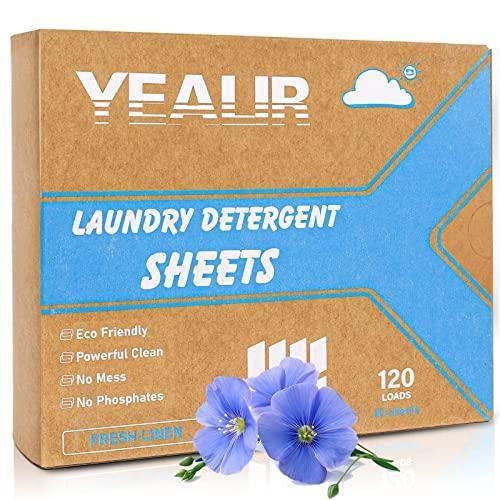 YEALIR Laundry Detergent Sheets Up to 120 Loads, Fresh Linen - Eco-Friendly Laundry Detergent, Zero Waste Laundry Strips - Liquidless Laundry Sheets for Home Dorm Travel Camping - SHOP NO2CO2