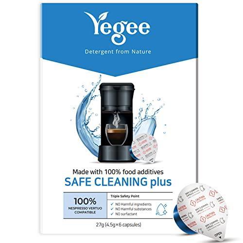 Yegee Powerful Vertuo Cleaning Pods and Capsules Cleaner Kit - for Coffee Machines - Made from 100% Plant-Based 1st Grade Formula - Includes 6 Cleaning Capsules Only Compatible with Vertuo - SHOP NO2CO2