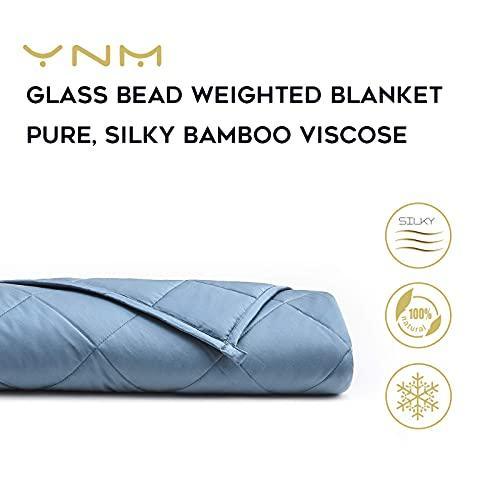 YnM Bamboo Weighted Blanket — 100% Natural Viscose Derived from Bamboo Oeko-Tex Certified Material (Blue Grey, 60"x80" 25lbs), Suit for One Person(~240lb) Use on Queen/King Bed - SHOP NO2CO2