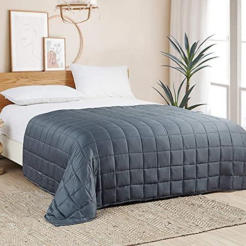 YnM Bamboo Weighted Blanket — 100% Natural Viscose Derived from Bamboo Oeko-Tex Certified Material (Blue Grey, 60"x80" 25lbs), Suit for One Person(~240lb) Use on Queen/King Bed - SHOP NO2CO2