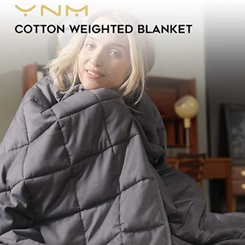 YnM Weighted Blanket — Heavy 100% Oeko-Tex Certified Cotton Material with Premium Glass Beads (Dark Grey, 80''x87'' 25lbs), Two Persons(110~190lb) Sharing Use on Queen/King Bed | A Duvet Included - SHOP NO2CO2