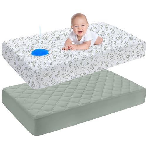 Yoofoss Waterproof Crib Mattress Protector 2 Pack, Quilted Crib Mattress Pad Cover Ultra Soft and Breathable, Machine Washable Toddler Mattress Protector for Standard Baby Crib Size 52''x28'' - SHOP NO2CO2