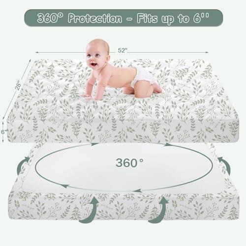 Yoofoss Waterproof Crib Mattress Protector 2 Pack, Quilted Crib Mattress Pad Cover Ultra Soft and Breathable, Machine Washable Toddler Mattress Protector for Standard Baby Crib Size 52''x28'' - SHOP NO2CO2