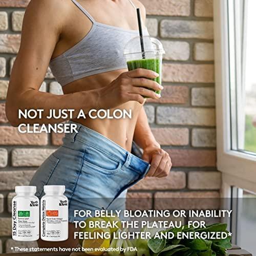 Youth & Tonic Colon Cleanser & Detox for Loss of Waste, Breaking The Plateau, Bloating. 60 Pills for Cleanse with Senna Leaf, Apple Cider Vinegar, Glucomannan and More - SHOP NO2CO2