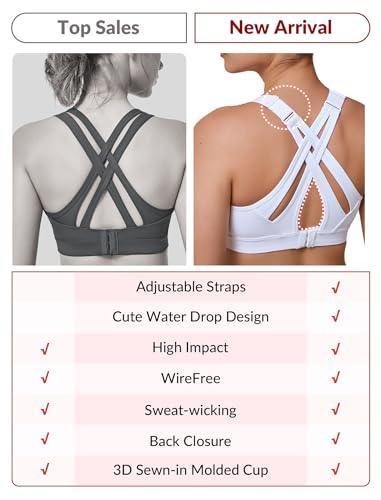 Yvette Sports Bra High Impact Adjustable Criss Cross Back, Full Support for Large Bust No Bounce - SHOP NO2CO2