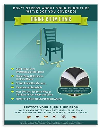 Zero Waste Moving Four Count Furniture Storage Bags-Dining Room Chair. 3 Mil Thick, Heavy Duty, Professional Grade. Proudly Made in America. Award Winning. - SHOP NO2CO2