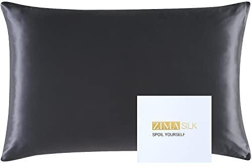 ZIMASILK 100% Luxurious 25 Momme Mulberry Silk Pillowcase for Hair and Skin Heath, Best Gift Choice, Highest Grade 6A Silk, 900 Thread Count, 1Pc (Queen 20''x30'', Space Grey) - SHOP NO2CO2