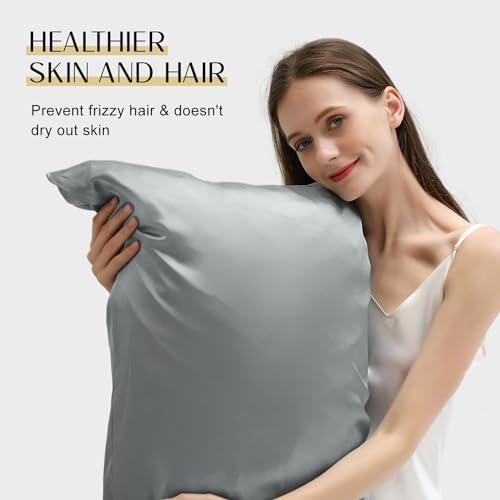 ZIMASILK 100% Mulberry Silk Pillowcase for Hair and Skin - Upgraded Silk Pillow Case,More Soft & Durable, Highest Grade 6A Silk, with YKK Zipper, Gift Box 1Pc (Queen 20"x30", Grey) - SHOP NO2CO2