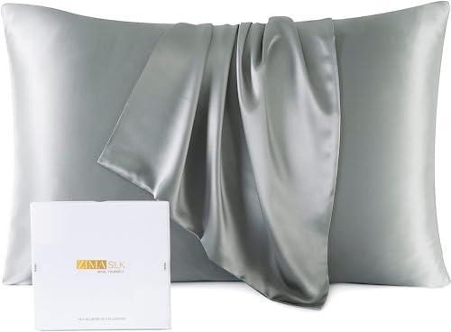 ZIMASILK 100% Mulberry Silk Pillowcase for Hair and Skin - Upgraded Silk Pillow Case,More Soft & Durable, Highest Grade 6A Silk, with YKK Zipper, Gift Box 1Pc (Queen 20"x30", Grey) - SHOP NO2CO2