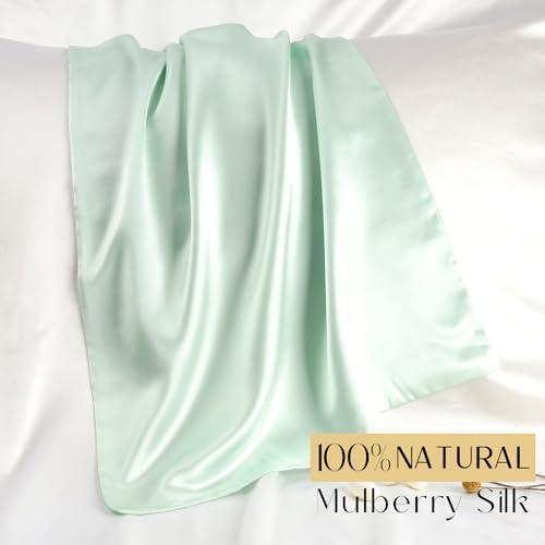 ZIMASILK 100% Pure Mulberry Silk Pillowcase for Hair and Skin Health,Soft and Smooth,Both Sides Premium Grade 6A Silk,600 Thread Count,with Hidden Zipper,1pc(Standard 20''x26'',Light Green) - SHOP NO2CO2