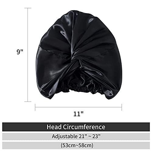 ZIMASILK 22 Momme 100% Mulberry Silk Bonnet for Sleeping & Women Hair Care, Highest Grade 6A Silk hair wrap for sleeping with Premium Elastic Stay On Head (1Pc, Black) - SHOP NO2CO2