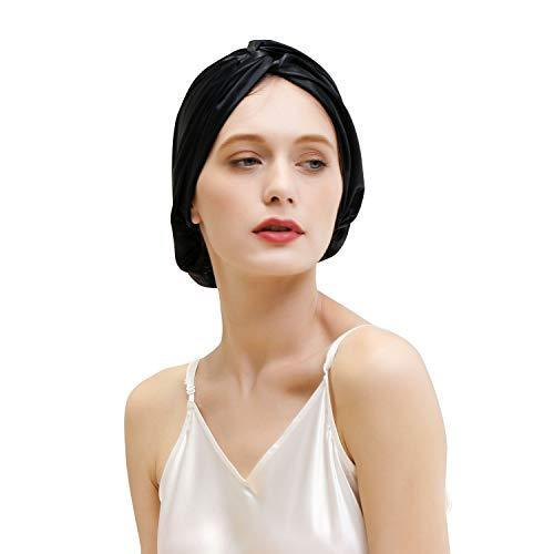 ZIMASILK 22 Momme 100% Mulberry Silk Bonnet for Sleeping & Women Hair Care, Highest Grade 6A Silk hair wrap for sleeping with Premium Elastic Stay On Head (1Pc, Black) - SHOP NO2CO2