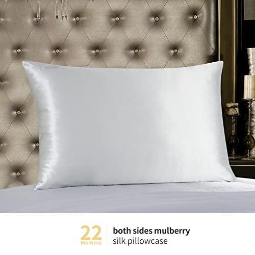 ZIMASILK 22 Momme 100% Pure Mulberry Silk Pillowcase for Hair and Skin - Upgraded Real Grade 6A Silk - Durable, Soft & Anti-Aging (Standard 20''x26''Light Grey) - SHOP NO2CO2