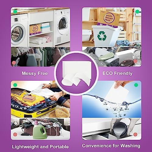 Zimwin Laundry Detergent Sheets, 80 Sheets Lavender Scent Laundry Soap Sheets - Eco-Friendly Hypoallergenic Liquidless Washing Supplies for Dorm Travel Camping - 80 Loads - SHOP NO2CO2