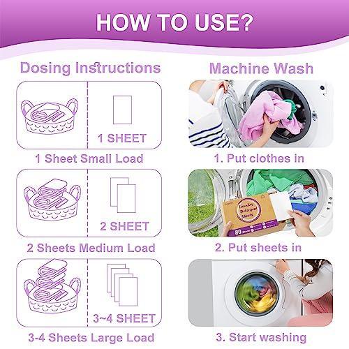 Zimwin Laundry Detergent Sheets, 80 Sheets Lavender Scent Laundry Soap Sheets - Eco-Friendly Hypoallergenic Liquidless Washing Supplies for Dorm Travel Camping - 80 Loads - SHOP NO2CO2