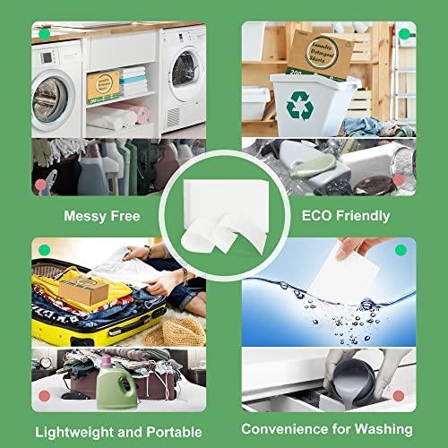 Zimwin Laundry Detergent Sheets Up to 200 Loads, Eco-Friendly Fragrance Free Laundry Detergent Strips, Plastic-free Travel Portable Hypoallergenic Liquidless Washing Supplies for Dorm Travel Camping - SHOP NO2CO2