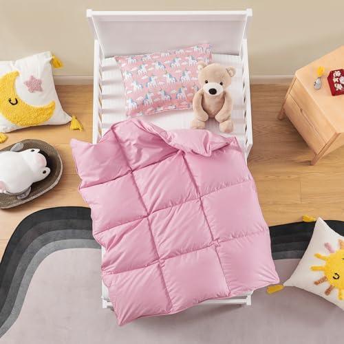 ZPECC Crib Comforter - Duvet | Goose Down Quilt for Baby & Infant, All Season Blanket Insert for Crib Bed, Stroller, Travel (33x43, Pink) - SHOP NO2CO2