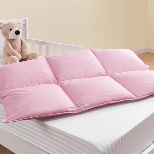 ZPECC Crib Comforter - Duvet | Goose Down Quilt for Baby & Infant, All Season Blanket Insert for Crib Bed, Stroller, Travel (33x43, Pink) - SHOP NO2CO2